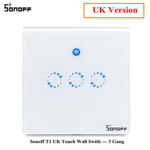 Sonoff T1 Smart Switch EU / UK WiFi RF/APP/ Touch Control Wall Light Switch 1/2 /3 Gang Panel Wall Touch Light Switch Smart Home