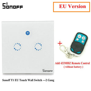 Sonoff T1 Smart Switch EU / UK WiFi RF/APP/ Touch Control Wall Light Switch 1/2 /3 Gang Panel Wall Touch Light Switch Smart Home