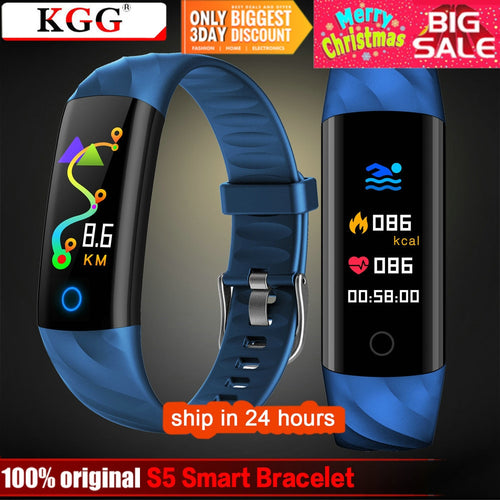 KGG S5 Heart Rate Smart Fitness Bracelet IP68 Waterproof Blood pressure oxygen Monitor Color Screen Activity Tracker Smart Band